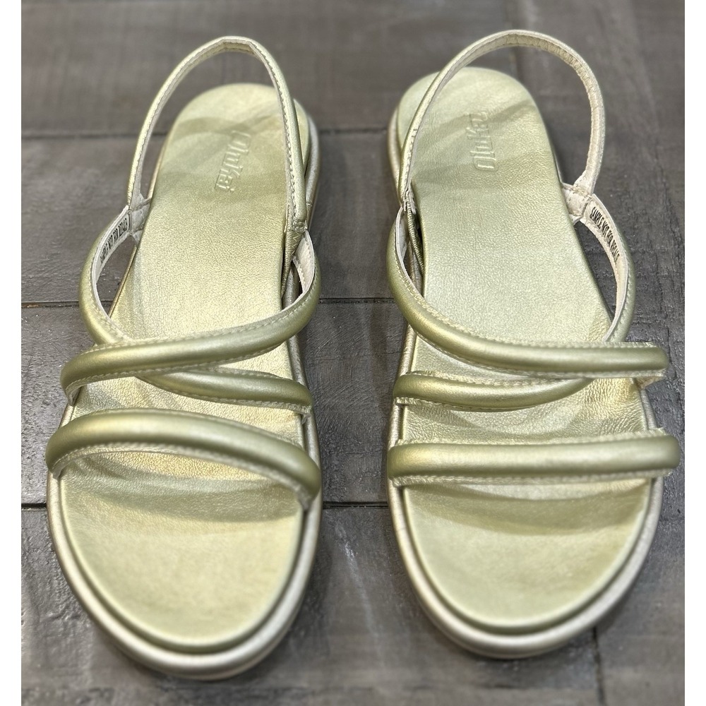 OLUKAI Women's Tiare Strappy Sandals Gold Bubbly Comfort Strap Flat Size 8-8.5